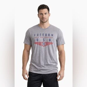 Under Armour Freedom USA T-Shirt Men’s Large Gray HeatGear Patriotic Tee